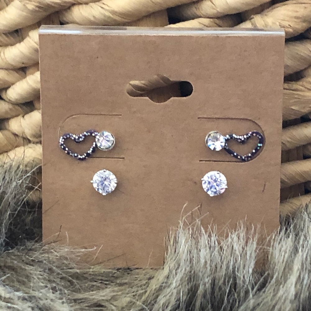 Vintage lot of three pairs stud post earrings